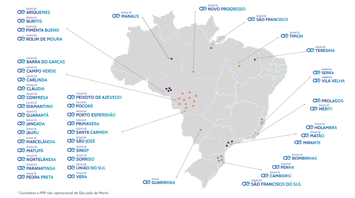 Mapa de Atuação da Aegea Imagem do Mapa de Atuação da Aegea