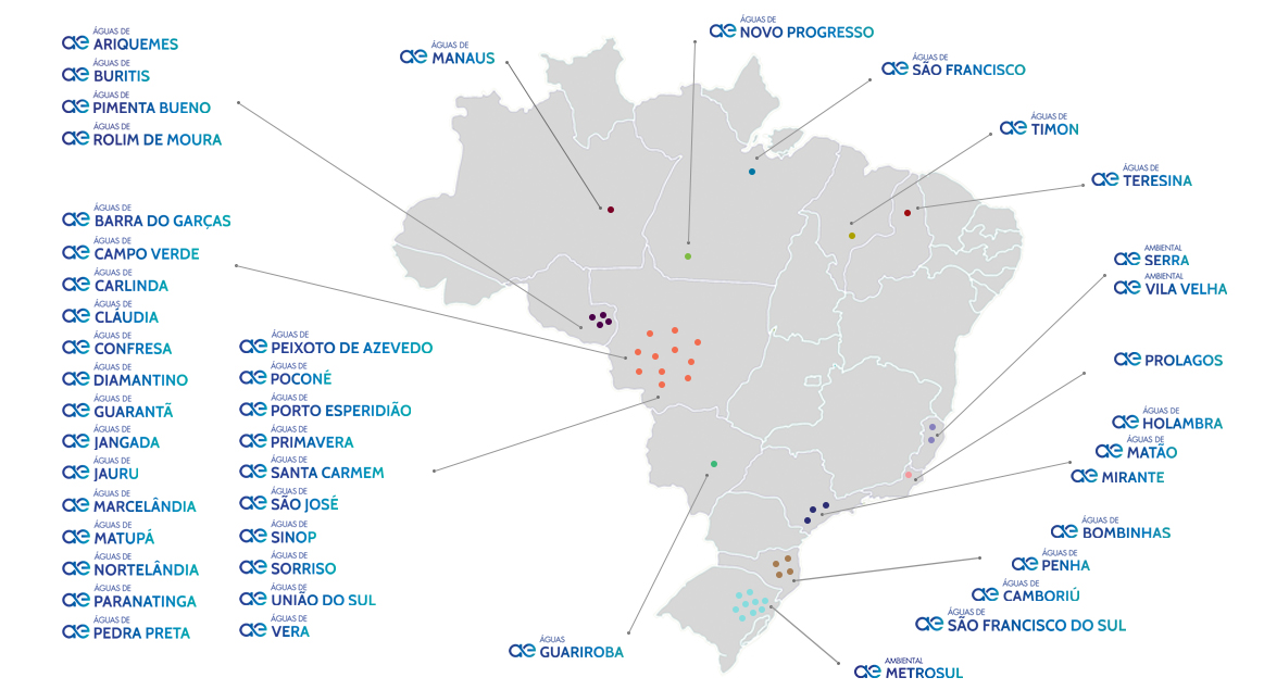 Mapa de Atuação da Aegea Imagem do Mapa de Atuação da Aegea